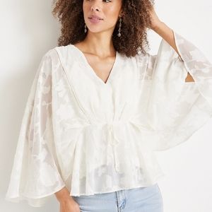NWT Maurices White Flounce Sleeve Blouse